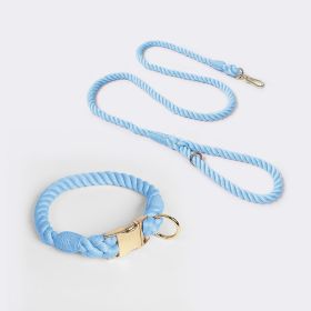 Weaving Gradient Colored Cotton Rope Pet Collar (Option: Sky Blue-M)