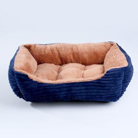 Four Seasons Universal Pet Bed Candy Color Square Kennel Teddy Pomeranian Mat Cat Nest Pet Bed (Option: Dark Blue-S)