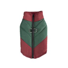 Cross-border Hot Sale Pet Clothing Thickened Warm Dog Cotton Vest Autumn And Winter Pet Dog Clothes In Stock Wholesale (Option: Dark Red Green-S)