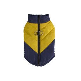 Cross-border Hot Sale Pet Clothing Thickened Warm Dog Cotton Vest Autumn And Winter Pet Dog Clothes In Stock Wholesale (Option: Dark Blue And Yellow-S)