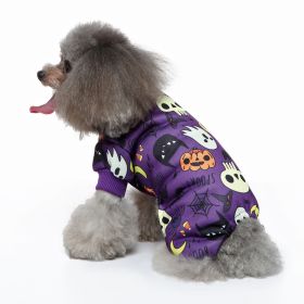 Pet Dog Halloween Christmas Festival Dress Up Clothes (Option: SDZ142 Purple Skull-M)