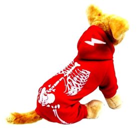 Halloween Dog Skull Print Pattern Clothes (Option: Red-M)