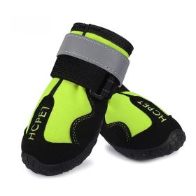 Pet Dog Night Reflective Kick-resistant Mountaineering Waterproof Shoes (Option: Green H Label-1)