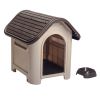 Dog House with Bowl for Small to Medium Breeds, Espresso, Beige